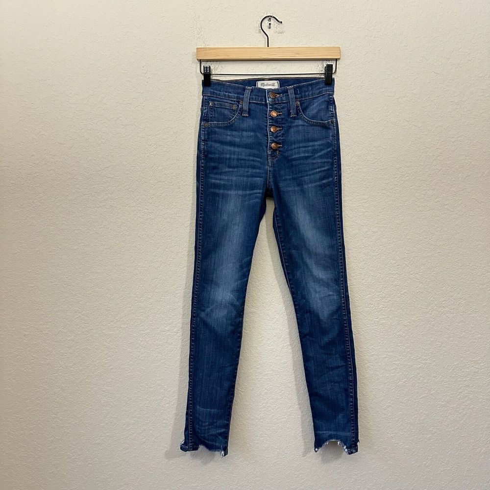 MADEWELL 10” High Rise Skinny Jeans Chewed-Hem Edition #G9219 Blue